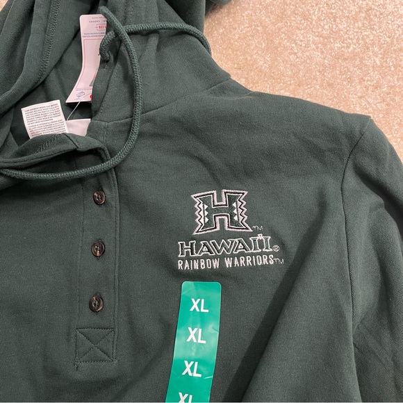 NEW Hawaii Rainbow Warriors Shirt Womens Extra Large Green Henley Hoodie NCAA - Picture 3 of 10